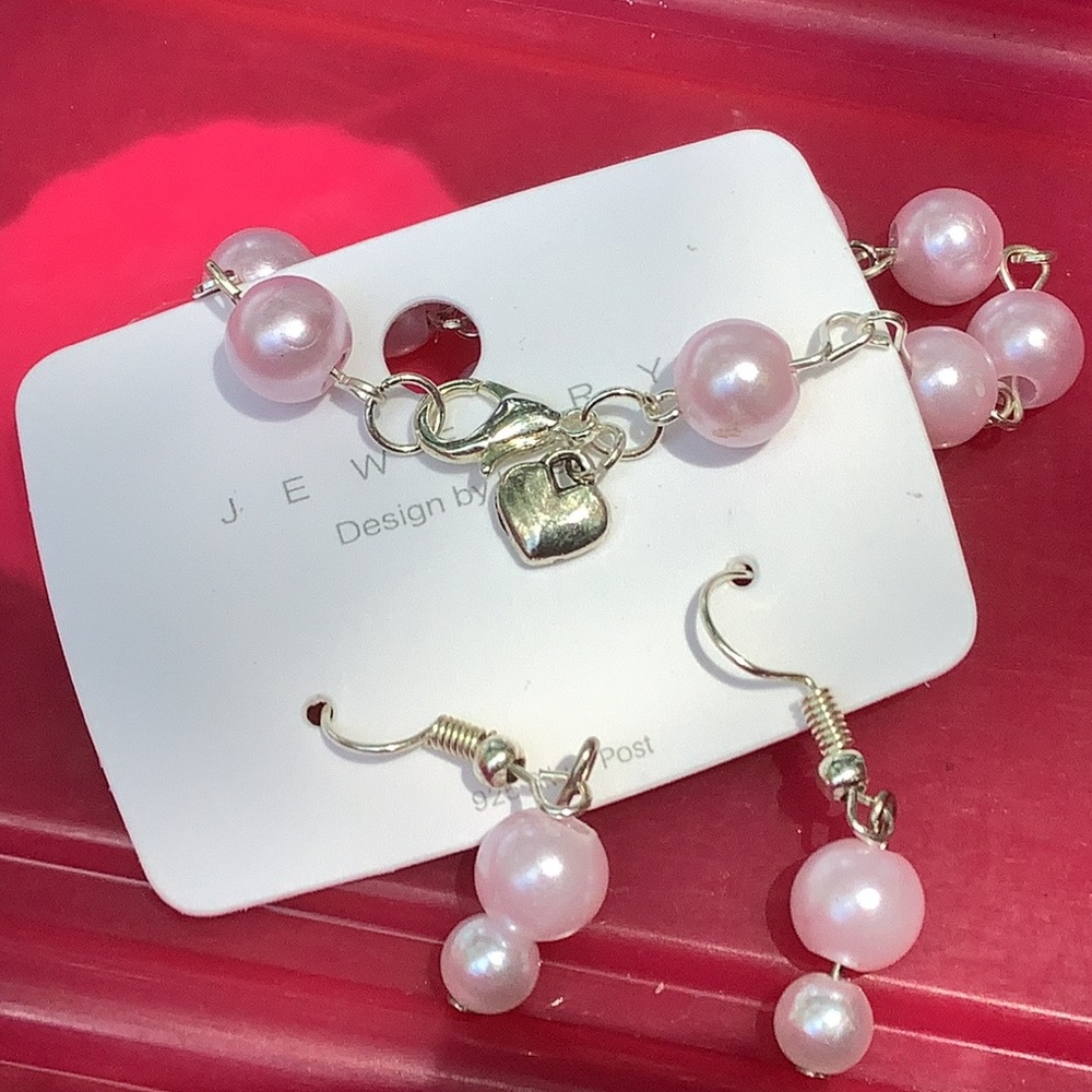 Heart Bracelet & Earrings (fake earrings)